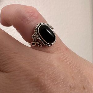 Southwest 925 Silver Ring with Onyx Stone